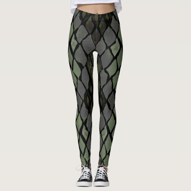 Kvinnor Grönt Snakeskin Leggings (Framsida)