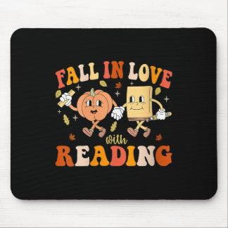 Kvinnor Groovy Fall In Love Med Läsning Thanksgivi Musmatta