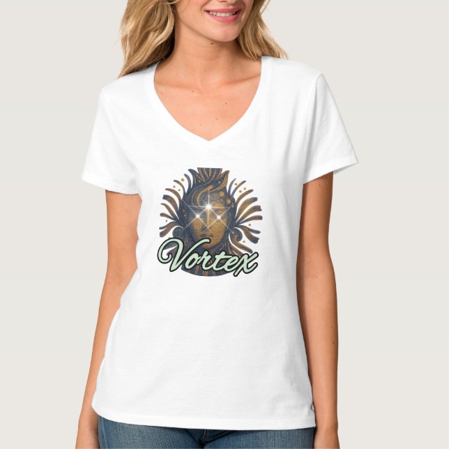Kvinnor Grundläggande V-ringad T-shirt (Framsida)