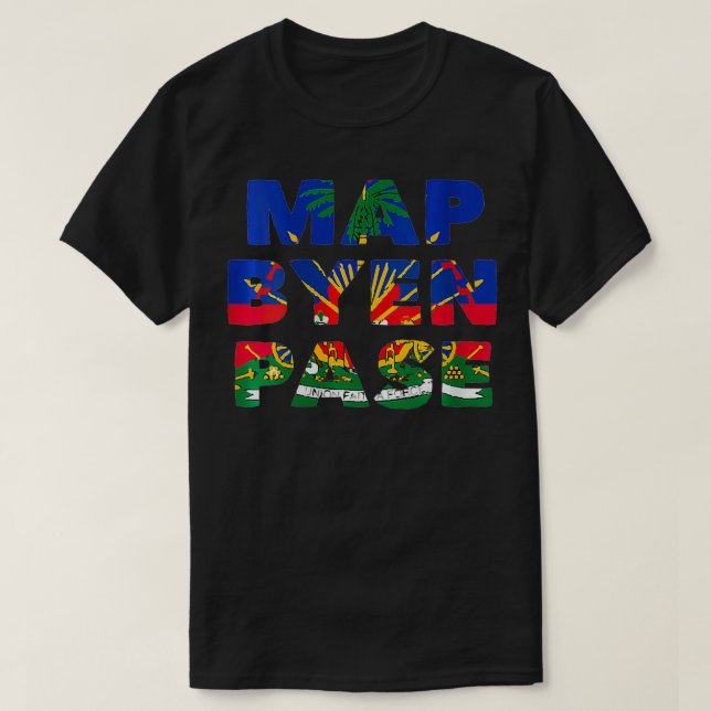 Kvinnor Haitis Amerika Flagga Karta Byen Pa Kärlek T Shirt (Design framsida)