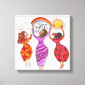 Kvinnor håller upp hälften av Himlar Canvastryck