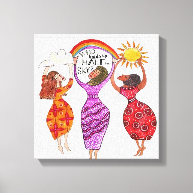 Kvinnor håller upp hälften av Himlar Canvastryck (Framsida)