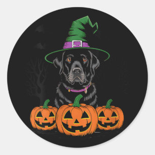 Kvinnor Halloween Svart Labrador Retriever Hund Runt Klistermärke