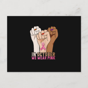 Kvinnor Hand i oktober Vi Bäror Rosa Bröstcancer Vykort
