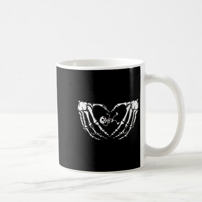Kvinnor Happy halloween Gravida Baby Skeleton Spoo Kaffemugg (Höger)