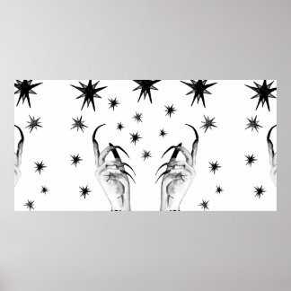 Kvinnor häxa bakgrunden med stjärnor, häxa händer  poster