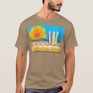 Kvinnor Huntington Beach Sol och Surfa Beach-tema T Shirt