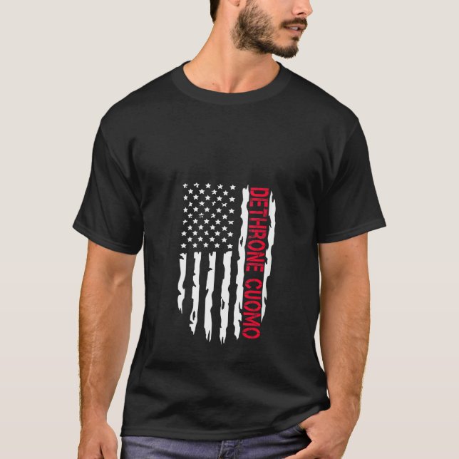 Kvinnor i anti Cuomo Dethrone Cuomo Distress Ameri T Shirt (Framsida)