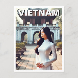 Kvinnor i Ao Dai Vietnam Travel Vykort