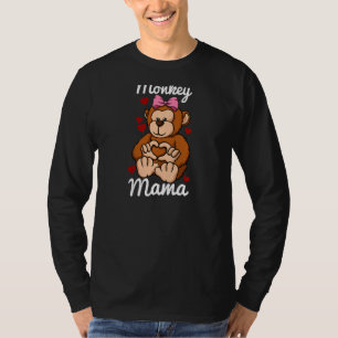Kvinnor i apa med apa av typen Finger med Mamma T Shirt