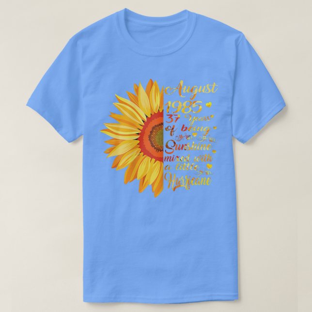 Kvinnor i augusti Flickor 1985 födelsedagspresent  T Shirt (Design framsida)