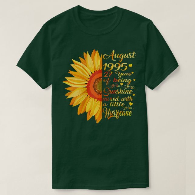 Kvinnor i augusti Flickor 1995 Födelsedagspresent  T Shirt (Design framsida)