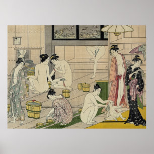 Kvinnor i badhuset Torii Kiyonaga Poster