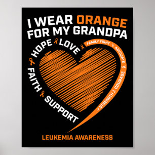 Kvinnor i Bära Orange för min morfar Leukemi Aware Poster
