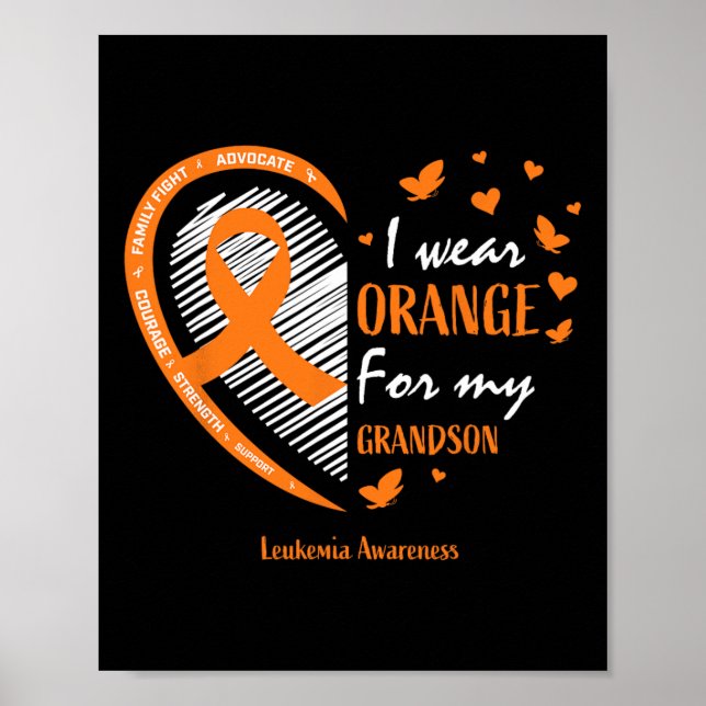 Kvinnor i Bära Orange för min morson Leukemi Medve Poster (Framsidan)