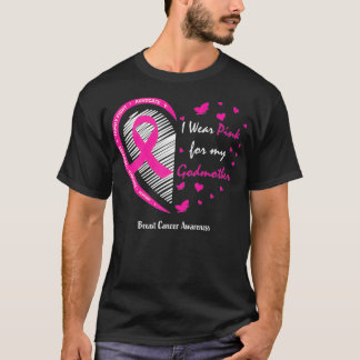 Kvinnor i Bära Rosa för min gudmor bröstcancer A T Shirt