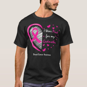 Kvinnor i Bära Rosa för min gudmor bröstcancer T Shirt