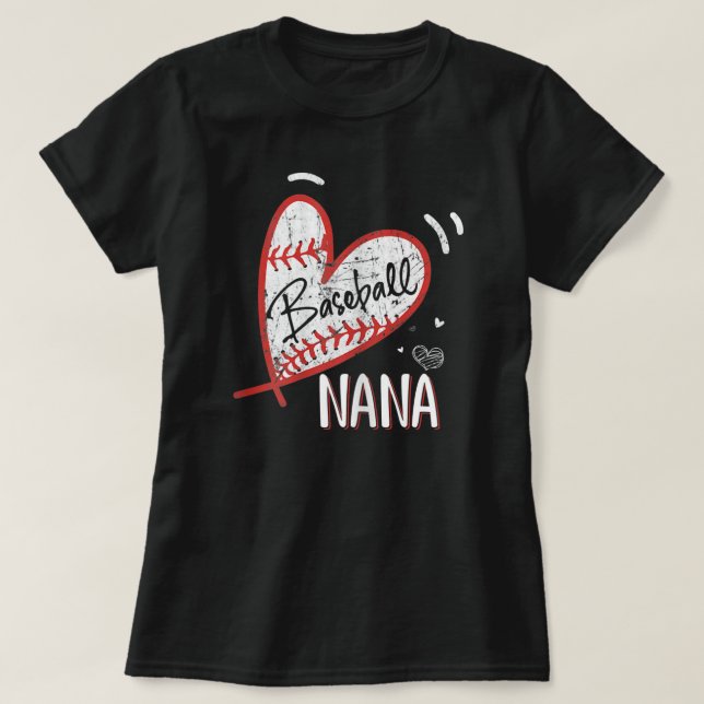 Kvinnor i basket Nana Grandma Heart Baseball Kvinn T Shirt (Design framsida)