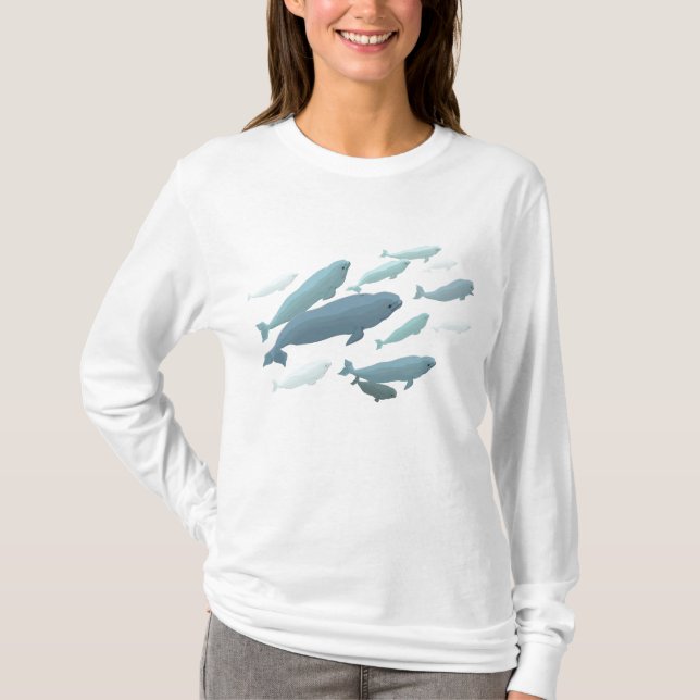 Kvinnor i Beluga Whale Hooded T-shirt Whale Hoodie (Framsida)