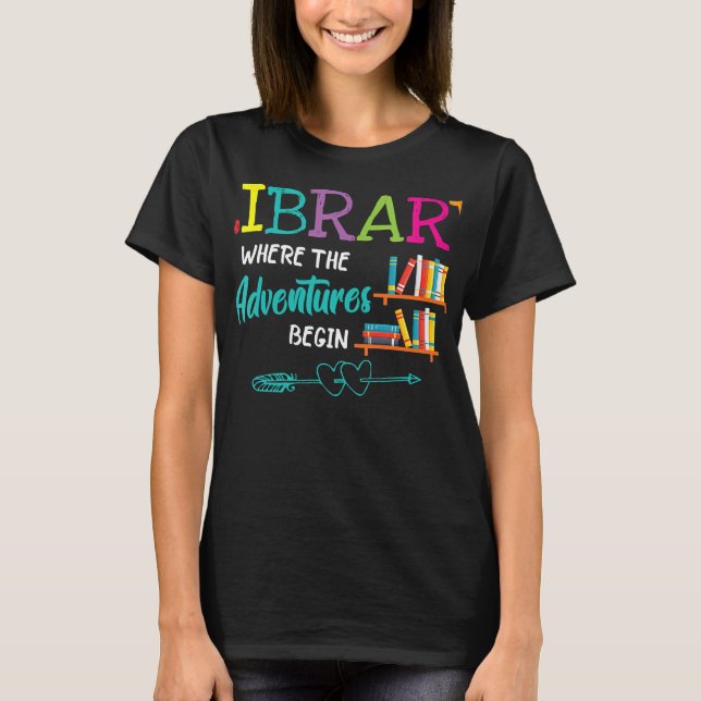 Kvinnor i bibliotekarien Bibliotek Bokar där Ävent T Shirt (Framsida)