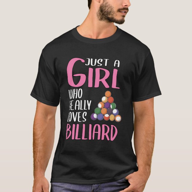 Kvinnor i Billiard Gift bara en flicka som Verklig T Shirt (Framsida)