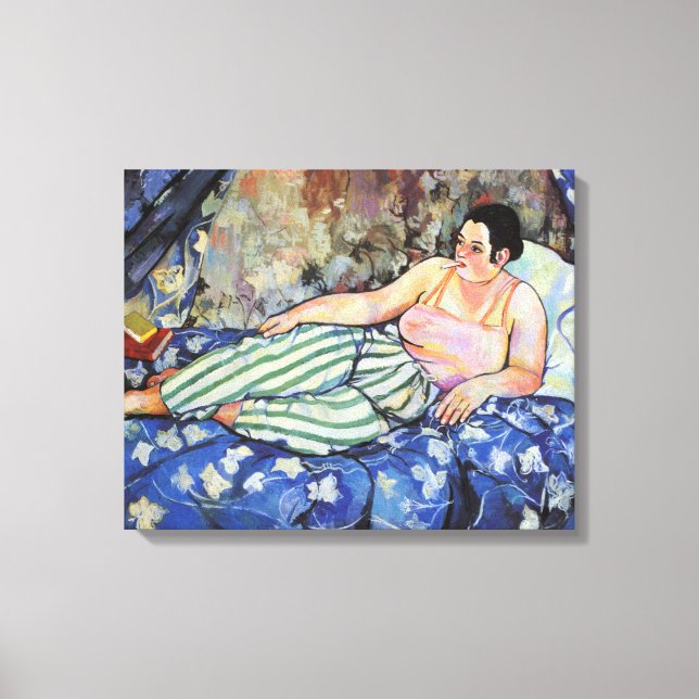 Kvinnor i Blå Bedroom (av Suzanne Valadon) Canvastryck (Framsida)