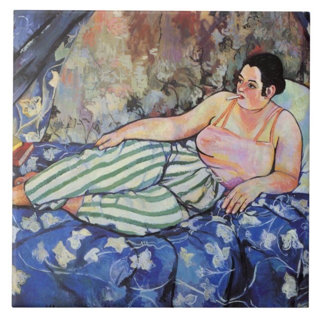 Kvinnor i Blå Bedroom (av Suzanne Valadon) Kakelplatta (Framsidan)