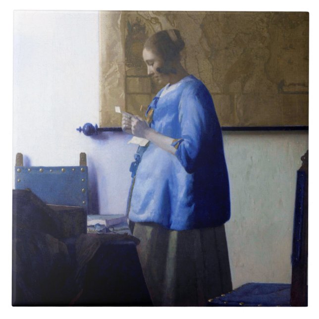 Kvinnor i blå, Johannes Vermeer Kakelplatta (Framsidan)