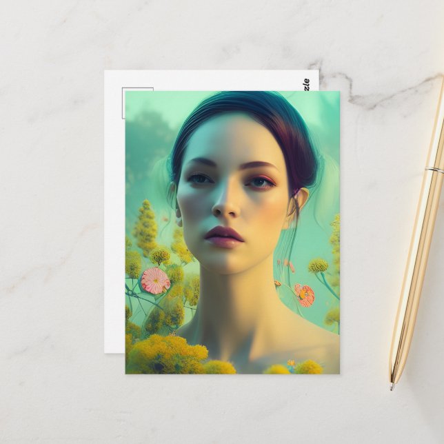 Kvinnor i blommorna vykort (Fram/Back In Situ)