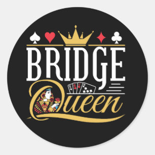 Kvinnor i Bridge Queen Card-spel Runt Klistermärke