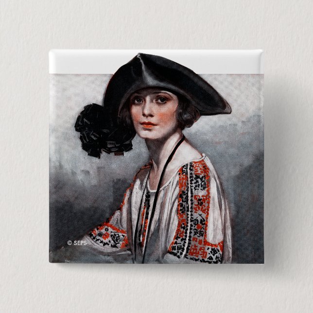 Kvinnor i broderad blouse knapp (Framsida)