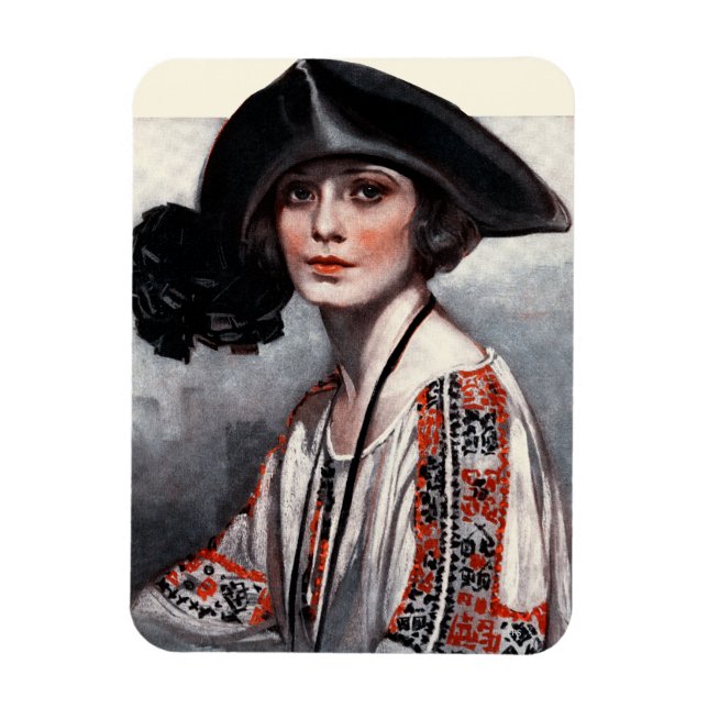 Kvinnor i broderad blouse magnet (Vertikal)