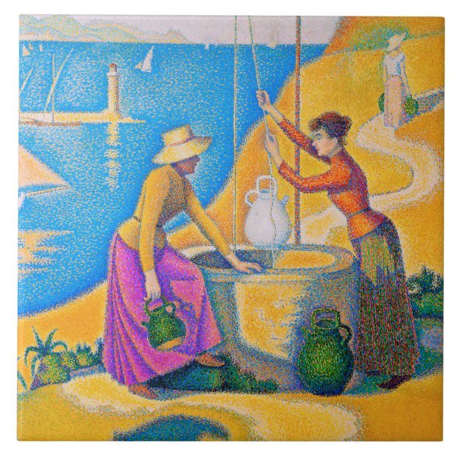 Kvinnor i brunnen, Signac Kakelplatta (Framsidan)