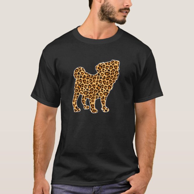 Kvinnor i bulldocka (husdjur) skriver ut leopard ( t shirt (Framsida)