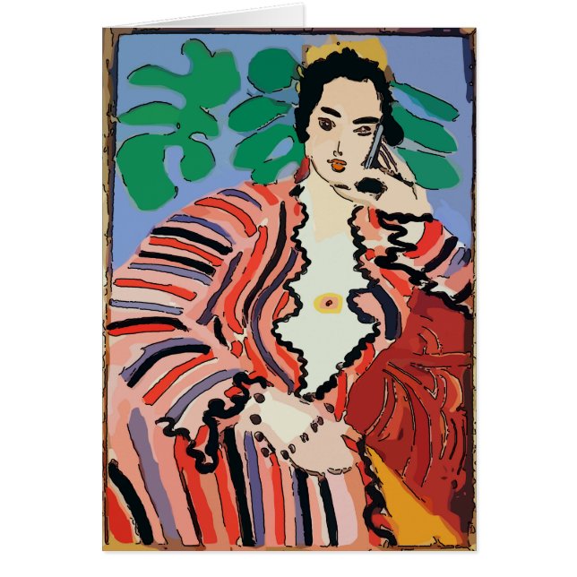 Kvinnor i cell Mobil Abstrakt 4 Hälsningskort (Framsidan)