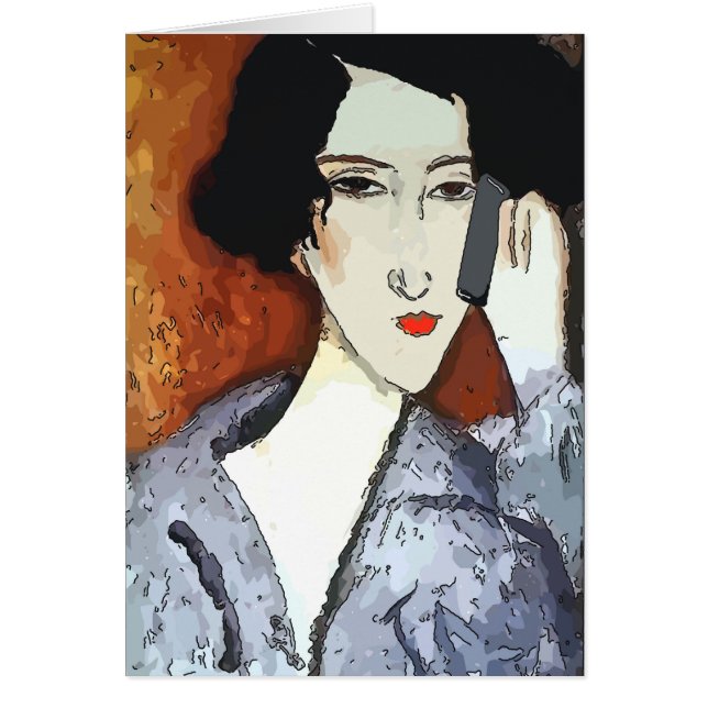 Kvinnor i cell Mobil Abstrakt 4 Hälsningskort (Framsidan)