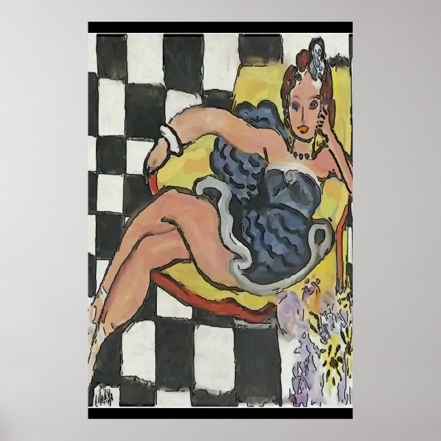 Kvinnor i cellens Mobila Abstrakt, Matisse Stil Poster (Framsidan)