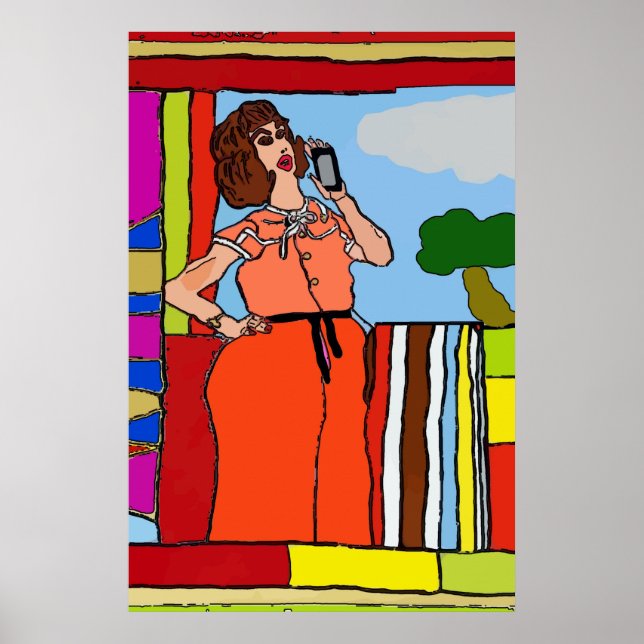 Kvinnor i cellens Mobila Abstrakt, Matisse Stil Poster (Framsidan)