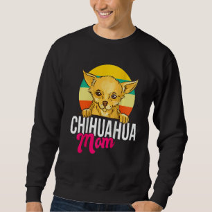 Kvinnor i Chihuahua Mamma Hund älskare Retro Sunse Lång Ärmad Tröja