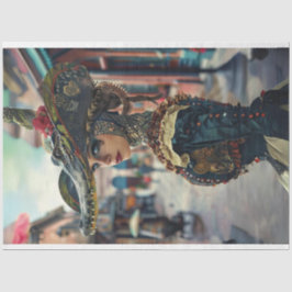 Kvinnor i Costume Alligator Beauty Decoupage