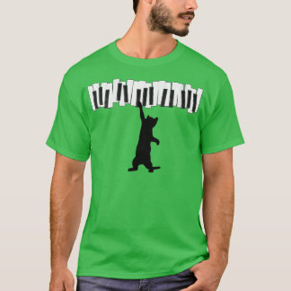 Kvinnor i Cute Cat Kattunge som spelar Piano Noter T Shirt