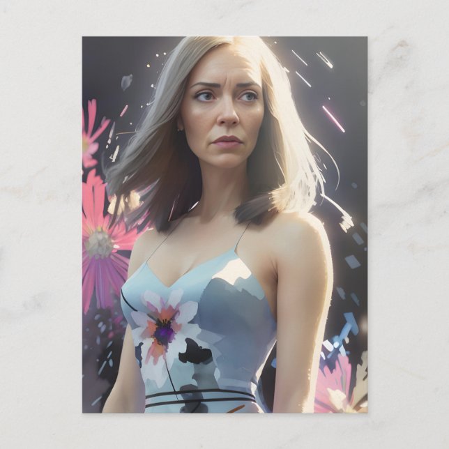 Kvinnor i en Blommigt Dress Vykort (Framsida)