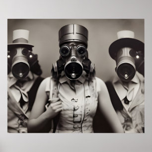 Kvinnor i en gasmask Poster
