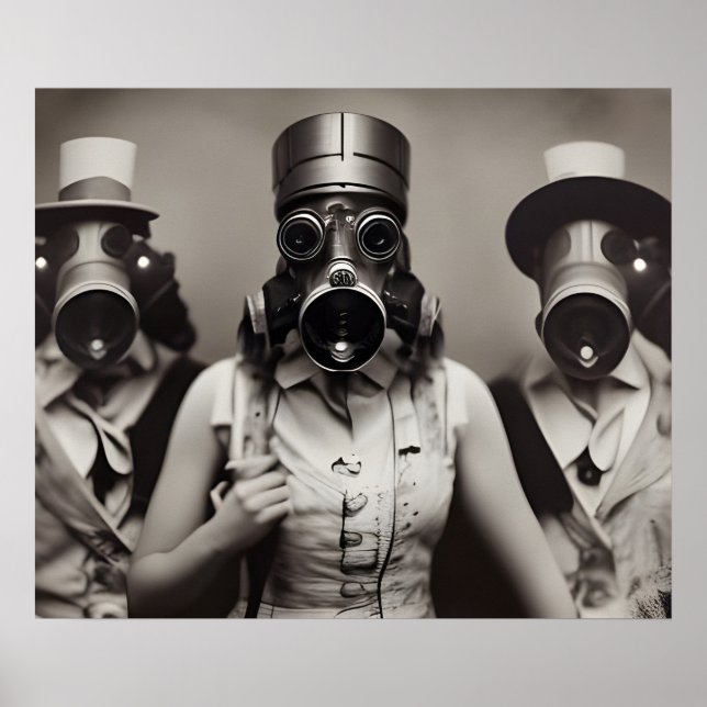 Kvinnor i en gasmask Poster (Framsidan)