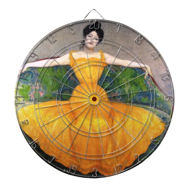 Kvinnor i en Gult Dress (av Max Kurzweil) Darttavla (Framsidan)