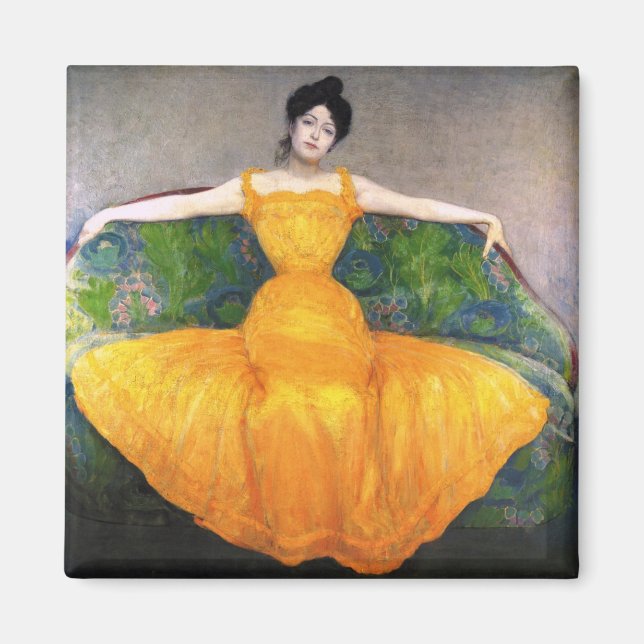 Kvinnor i en Gult Dress (av Max Kurzweil) Magnet (Framsidan)