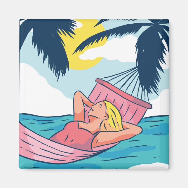 Kvinnor i en Hammock i Beach Magnet (Framsidan)