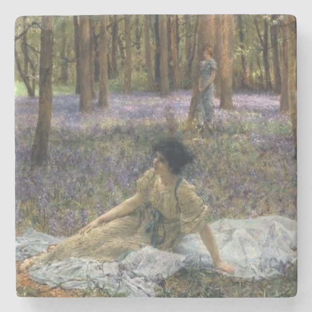 Kvinnor i en skog av Blébell Flowers Stenunderlägg (Framsidan)