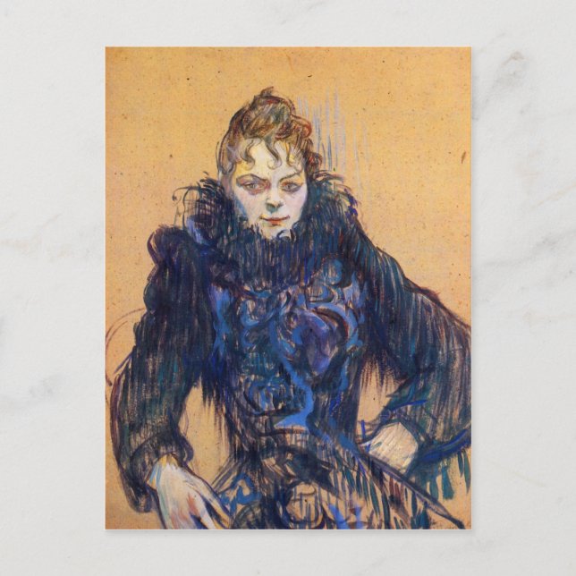 Kvinnor i en svart boa av Toulouse-Lautrec Vykort (Framsida)