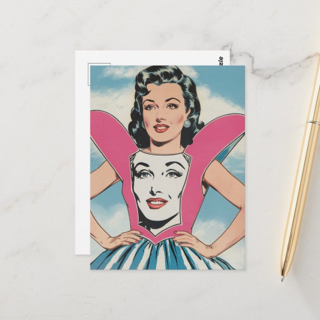 Kvinnor i en unik press vykort (Fram/Back In Situ)